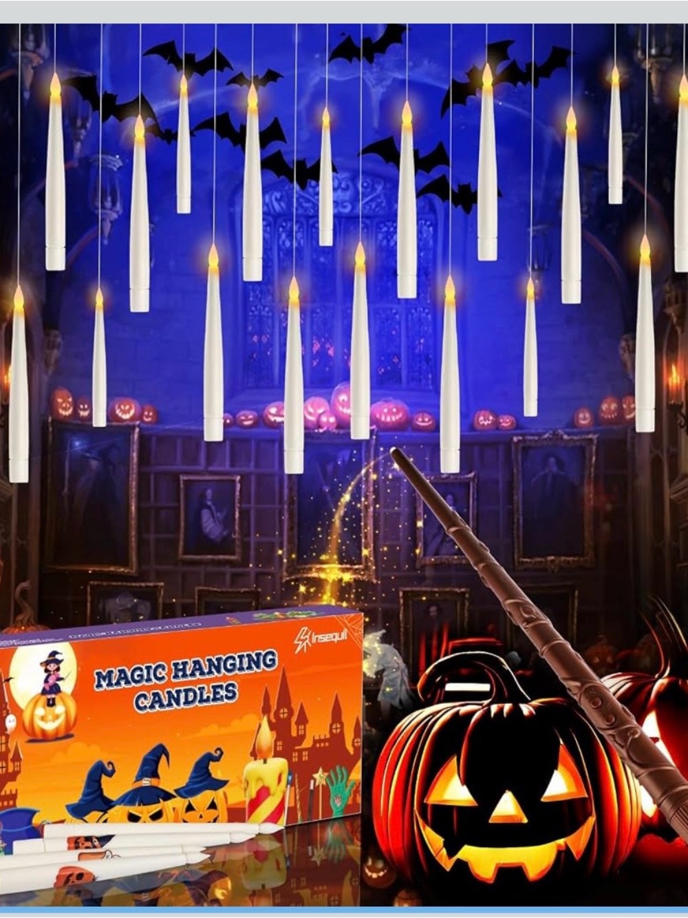 Magic Hanging Candles - White Halloween LED Hanging Candle Decorations